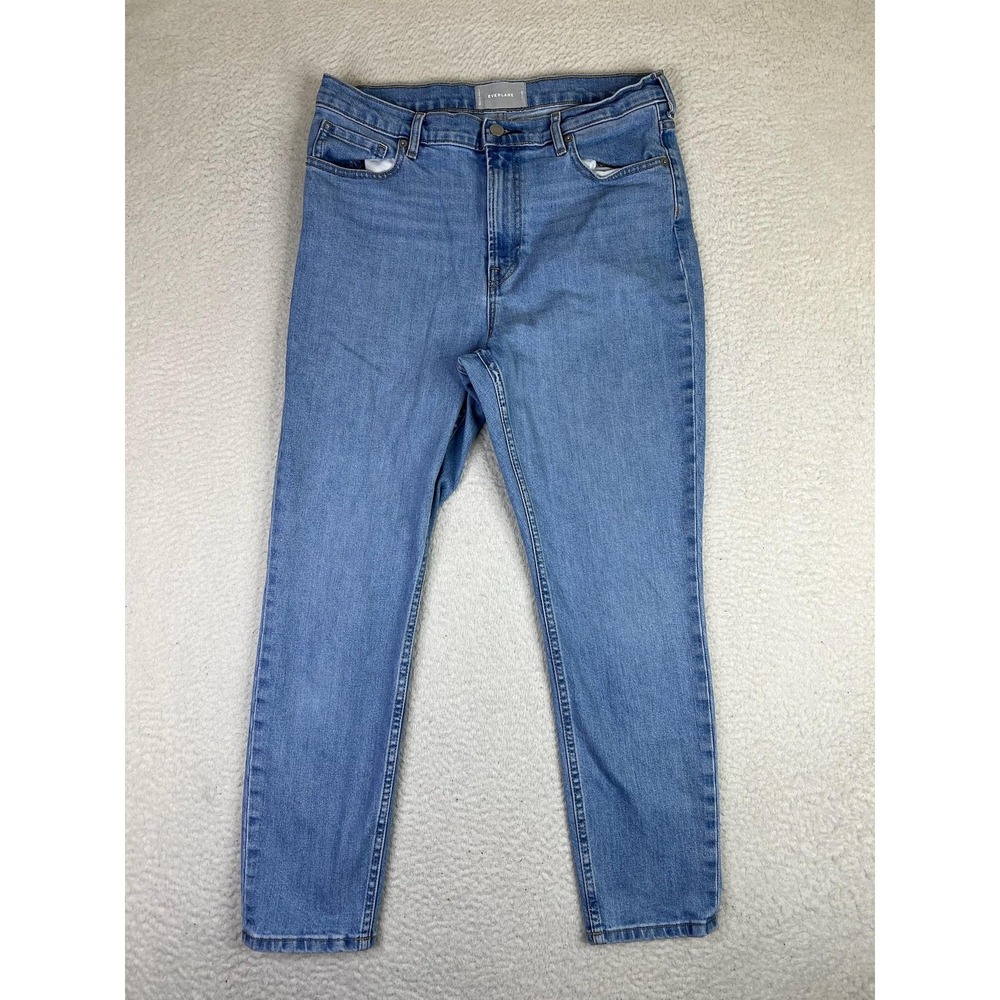 Everlane Ankle Jeans Womens 31 Blue Medium Wash High Rise Slim Stretch Denim